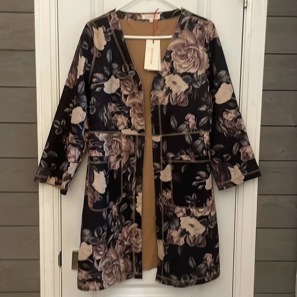 Anthropologie Solitaire Faux Suede Black, Gray, Mauve Open Duster Jacket XS NWT - Picture 3 of 15